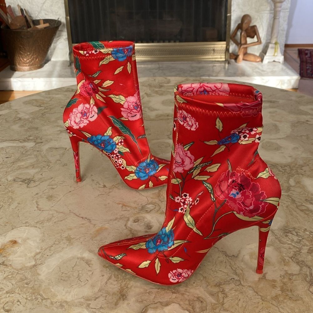 NWOT Aldo Cirelle Stiletto Sock Booties Floral Print - Picture 7 of 13
